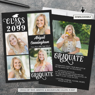 Stylish Graduation 5 Photos Class Year Announcement