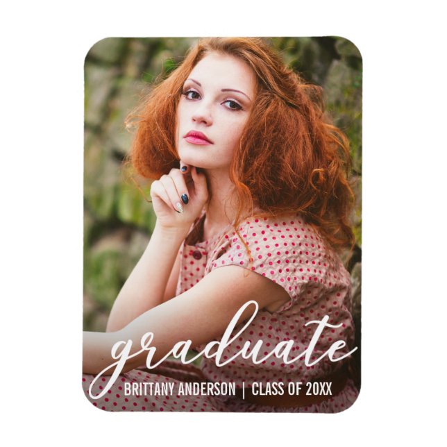 Stylish Graduation Photo Announcement Magnet (Vertical)