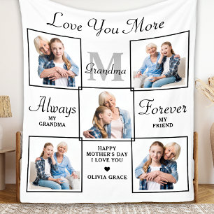Stylish GRANDMA Personalised 5 Photo Collage Fleec Fleece Blanket