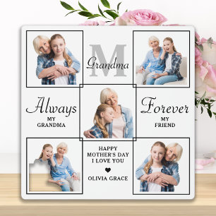 Stylish GRANDMA Personalised 5 Photo Collage Plaque