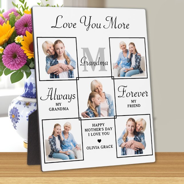 Stylish GRANDMA Personalised 5 Photo Collage Plaque (Creator Uploaded)