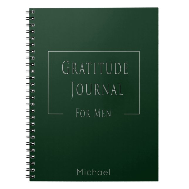 Stylish Gratitude Journal for Men Dark Green (Front)