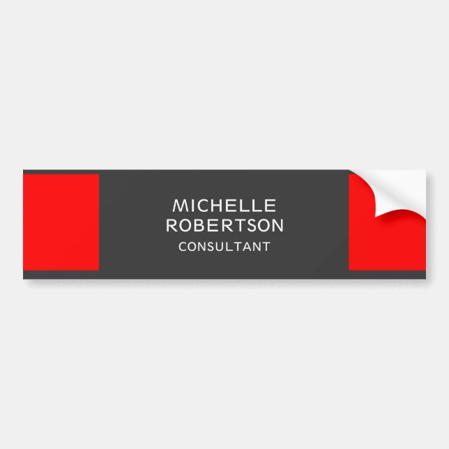 Stylish Gray Red Minimalist Modern Bumper Sticker (Front)