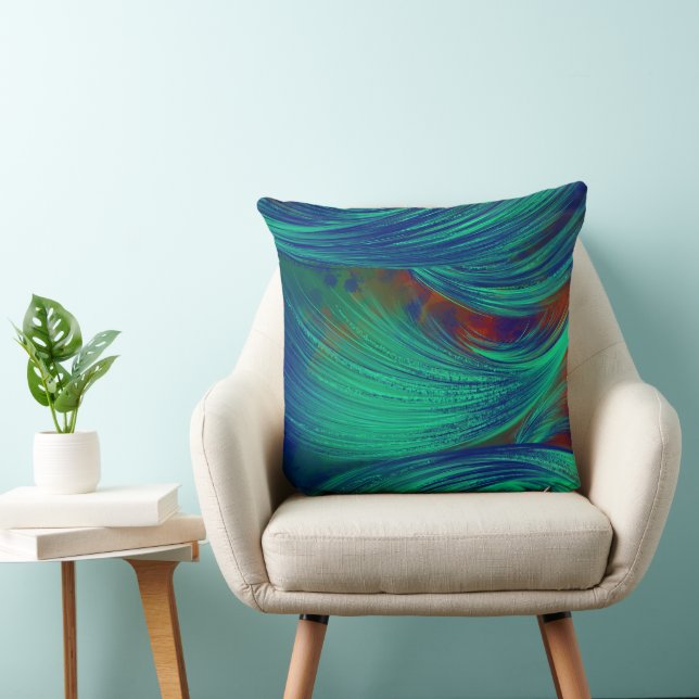 Stylish green Abstract Feathers Decorative Cushion (Chair)