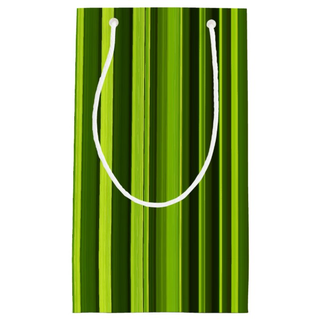 Stylish Green and Black Striped Pattern Small Gift Bag (Front)