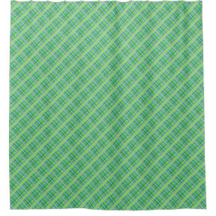 Stylish Green And Blue Plaid Shower Curtain