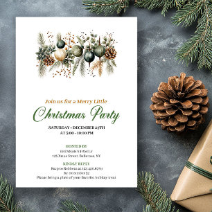 Stylish Green And Gold Christmas Tree Celebration Invitation