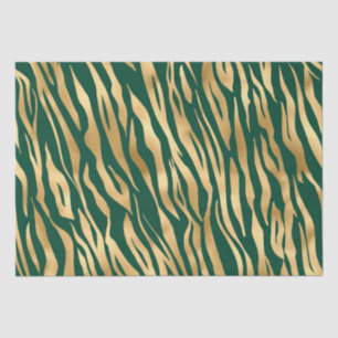 Stylish Green and Gold Wild Tiger Stripes Safari Tissue Paper