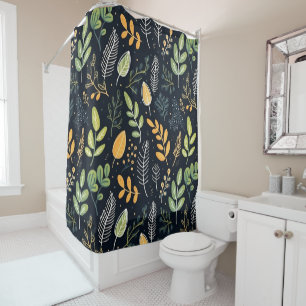 Stylish Green and Yellow Foliage Pattern Shower Curtain