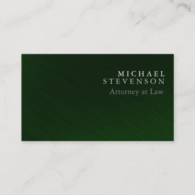 Stylish Green Attorney at Law Business Card (Front)