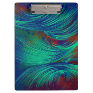 Stylish Green Blue Abstract Feathers Clipboard