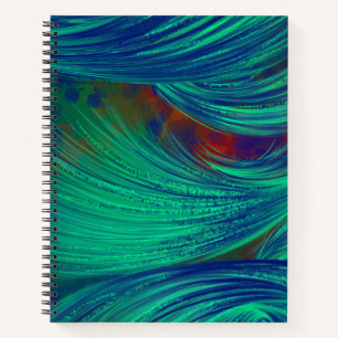 Stylish Green Blue Abstract Feathers  Notebook