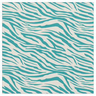 Stylish Green Blue Ivory Geometric Zebra Pattern Fabric