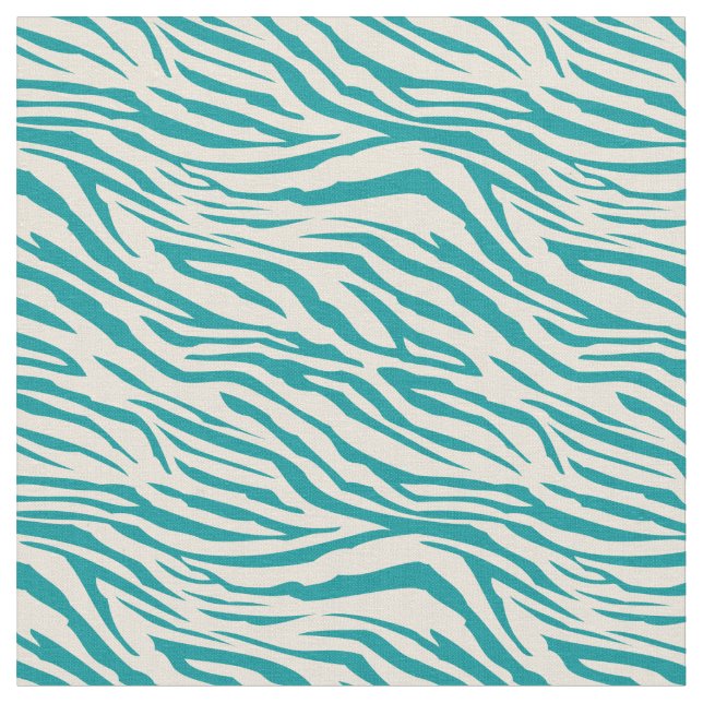 Stylish Green Blue Ivory Geometric Zebra Pattern Fabric (Close Up)