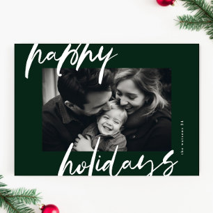stylish green christmas photo frame holiday card