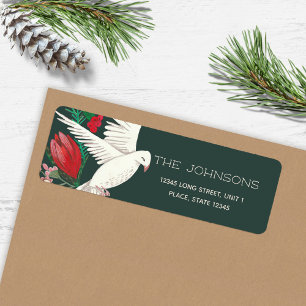 Stylish Green Dove Floral Holiday Christmas