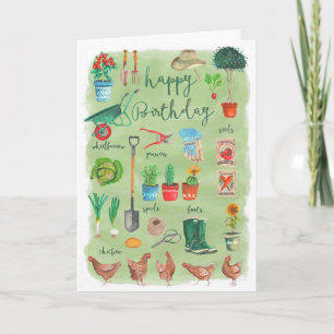 Stylish Green Gardening Garden Happy Birthday Card