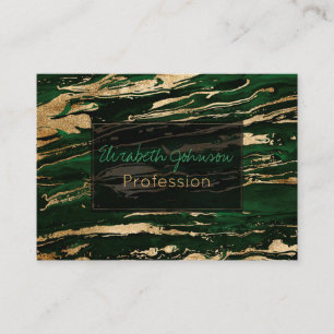 Stylish Green & Gold Abstract Marbleised Paint Business Card