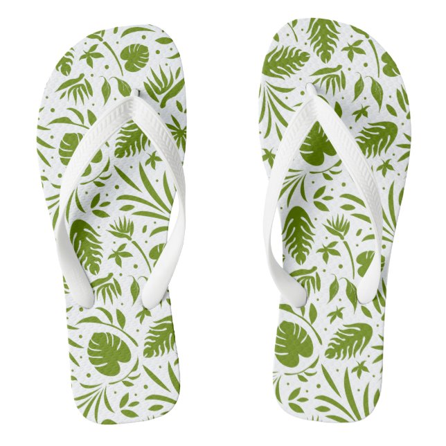 Stylish Green Leaf Pattern Jandals (Footbed)