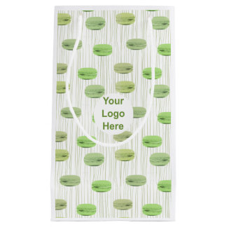 Stylish green macarons pastry personalised small gift bag