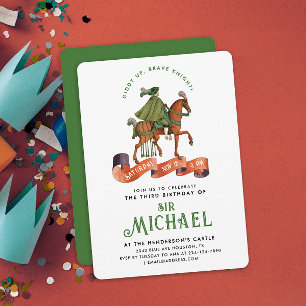 Stylish Green Mediaeval Noble Knight Royal Horse  Invitation
