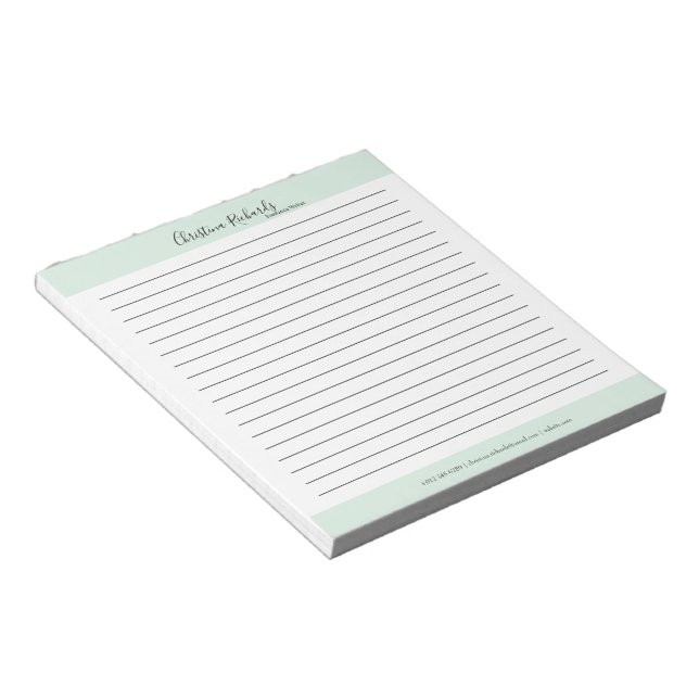 Stylish Green Minimalist Lined Notepad (Angled)