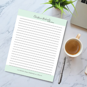 Stylish Green Minimalist Lined Notepad