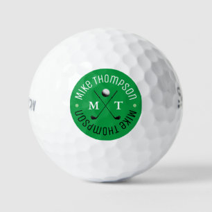 Stylish GREEN Monogram for Him Golf-Player Golf Balls