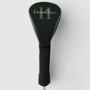 Stylish Green Monogram Name Initial Golf Head Cover