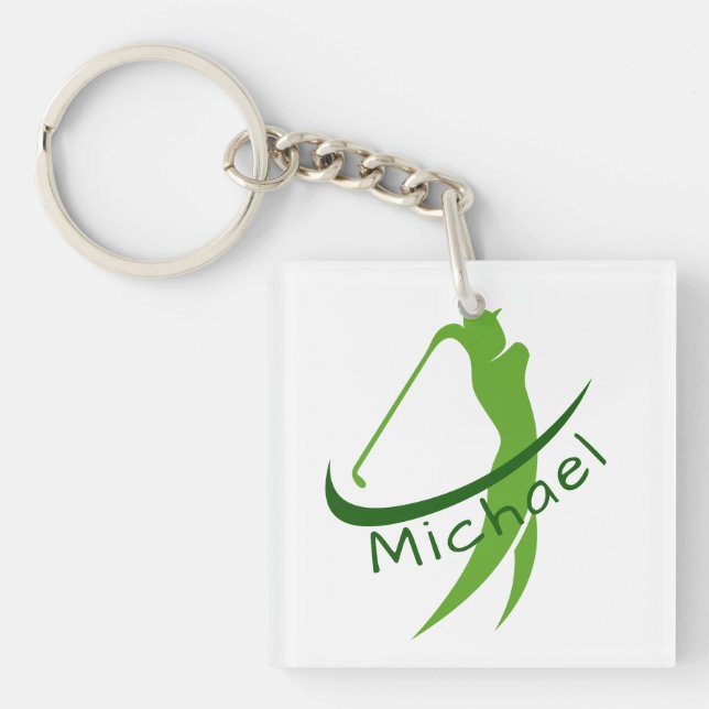 Stylish Green Named Swing Father's Day Key Ring (Front)