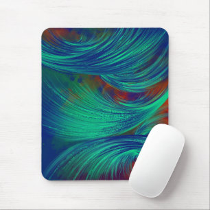 Stylish green navy  Abstract Feathers Mouse Pad