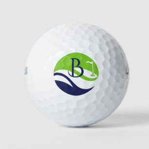 Stylish Green Navy Monogram Fairway Father's Day Golf Balls