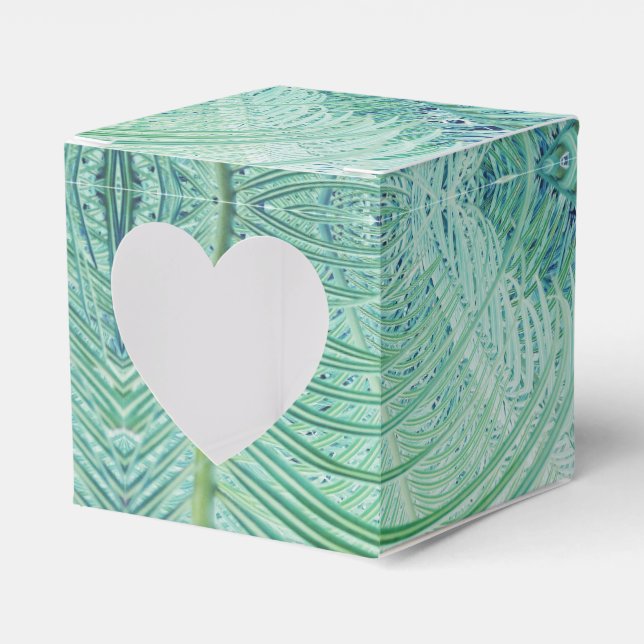 Stylish Green Plant Palm Leaf Favour Box (Front Side)