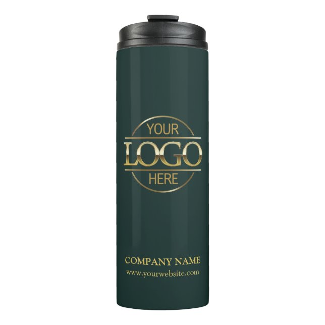 Stylish Green Promotional Company Business Logo Thermal Tumbler (Front)