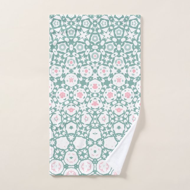 Stylish Green Rose Geometric Exercise Hand Towel (Hand Towel)