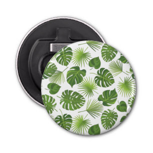 Stylish Green Tropical Leaves Pattern Bottle Opener