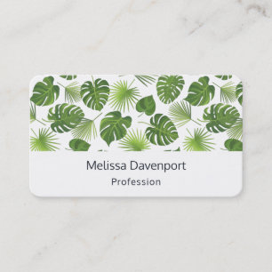 Stylish Green Tropical Leaves Pattern Business Card