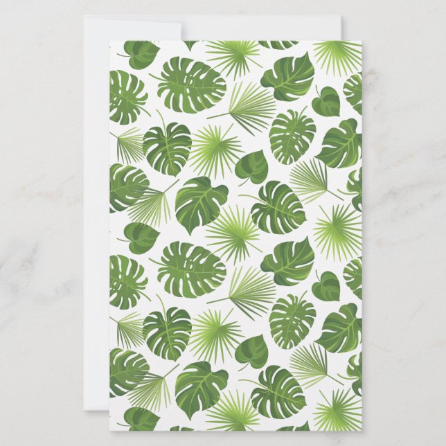 Stylish Green Tropical Leaves Pattern Stationery (Front)