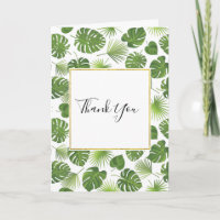 Stylish Green Tropical Leaves Pattern Thank You