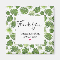 Stylish Green Tropical Leaves Pattern Wedding