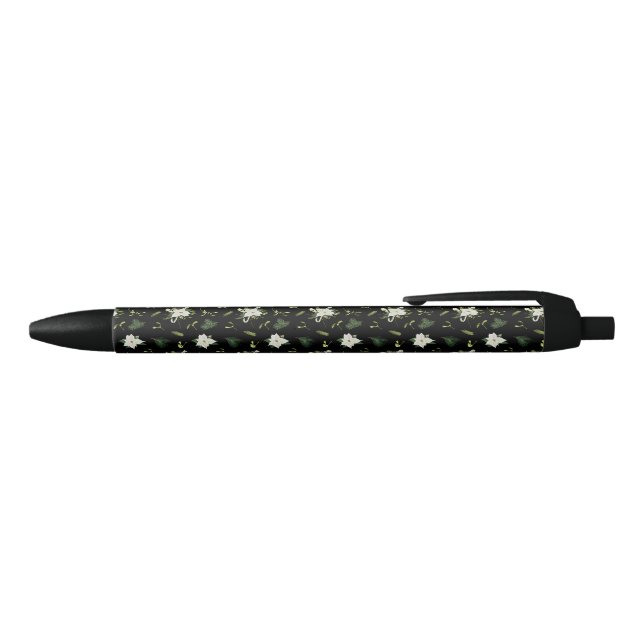 Stylish Green White Floral Pattern Writing Pen (Top)