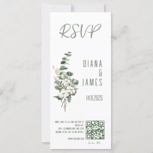 Stylish Greenery Leaves Wedding RSVP QR code