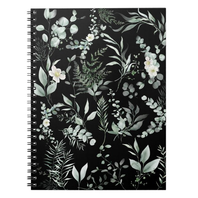 Stylish Greenery spiral  Notebook (Front)