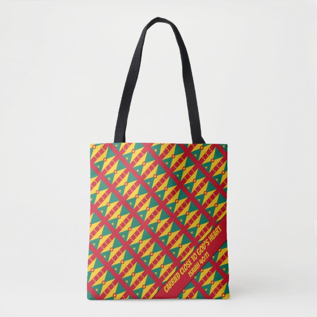 Stylish GRENADA FLAG God's Heart Isaiah 40 Tote Bag (Front)