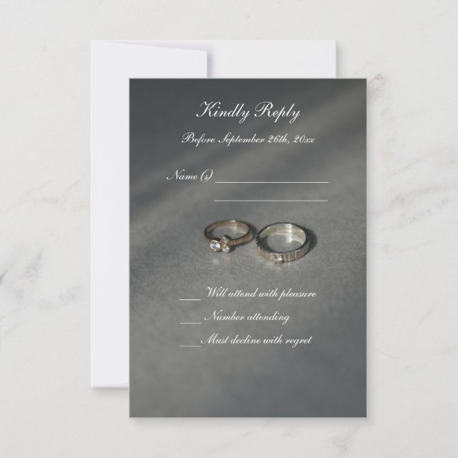Stylish Grey and white RSVP for Weddings Card (Front)