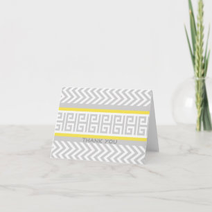 Stylish Grey and Yellow Chevron Thank You Notes