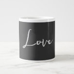 Stylish Grey Background Love Wedding Large Coffee Mug<br><div class="desc">You can easily change the fonts and colours. You can also add your logo and the background image as you like.</div>