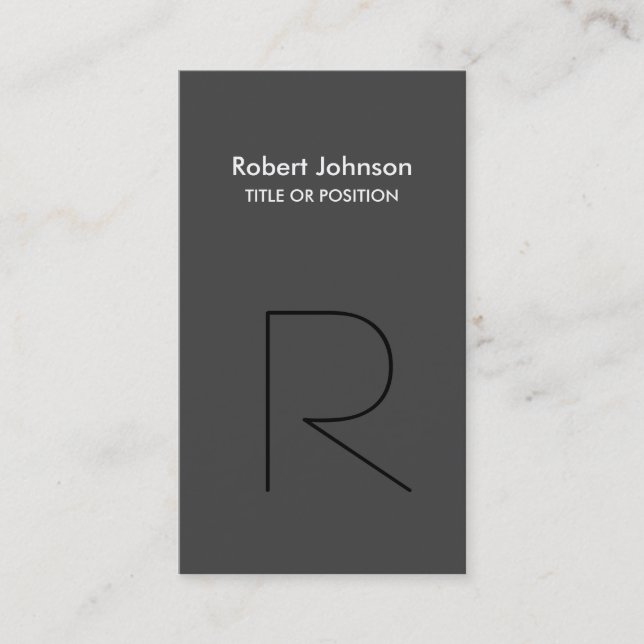 Stylish Grey Black Monogram Business Card (Front)
