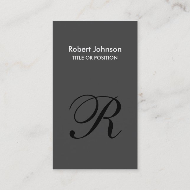 Stylish Grey Black Monogram Business Card (Front)