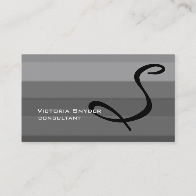 Stylish Grey Black Monogram Professional Business Card (Front)